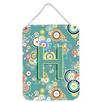 Letter H Circle Circle Teal Initial Alphabet Wall or Door Hanging Prints