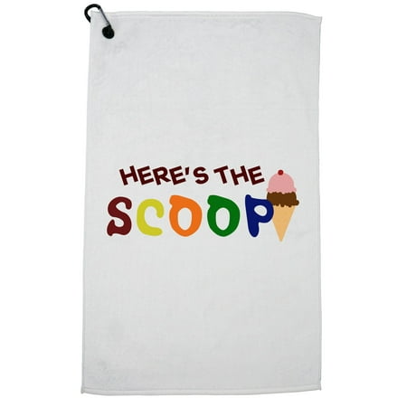 Here's The Scoop - Fun Colorful Ice Cream Cone Graphic Golf Towel with Carabiner