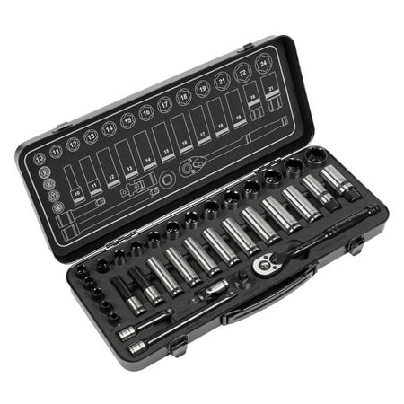 

Sealey Ak7971 Socket Set 34Pc 3/8In Sq Drive 6Pt Walldrive Metric Black Series