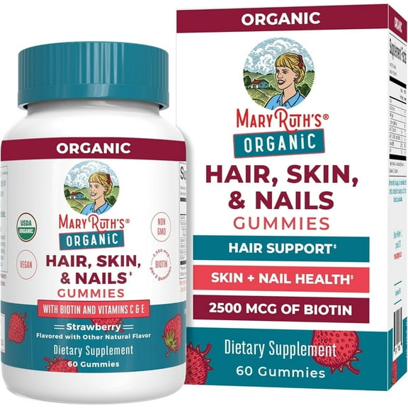 MaryRuth's Hair, Skin and Nails Vitamins, Biotin Gummies, 60 Count