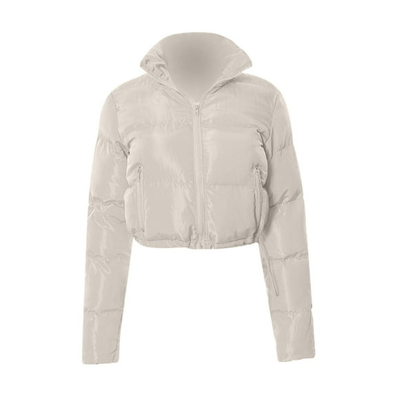 Fall Jackets for Women Trendy Crop Short Jacket Cropped Puffer Warm Winter Lightweight Fall Winter Women'S Coats,Beige,L