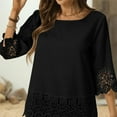 thumbnail image 4 of ZunFeo Lace Dressy Blouse for Women Lace 3/4 Length Sleeve Tops Casual Summer Tunic Shirts Black, 4 of 9