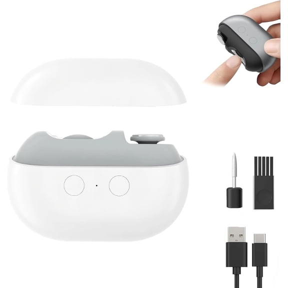 3-in-1 Electric Nail Clipper and Polisher, Automatic Nail Trimmer with LED Light & Debris Storage, USB Rechargeable for Seniors & Adults, White
