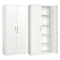 AUHUP 71" Metal Cabinet with Locking Doors and Adjustable Shelves, White Garage Storage Cabinet for Warehouse, Basement, Home Office, Tool File Storage Utility Cabinets