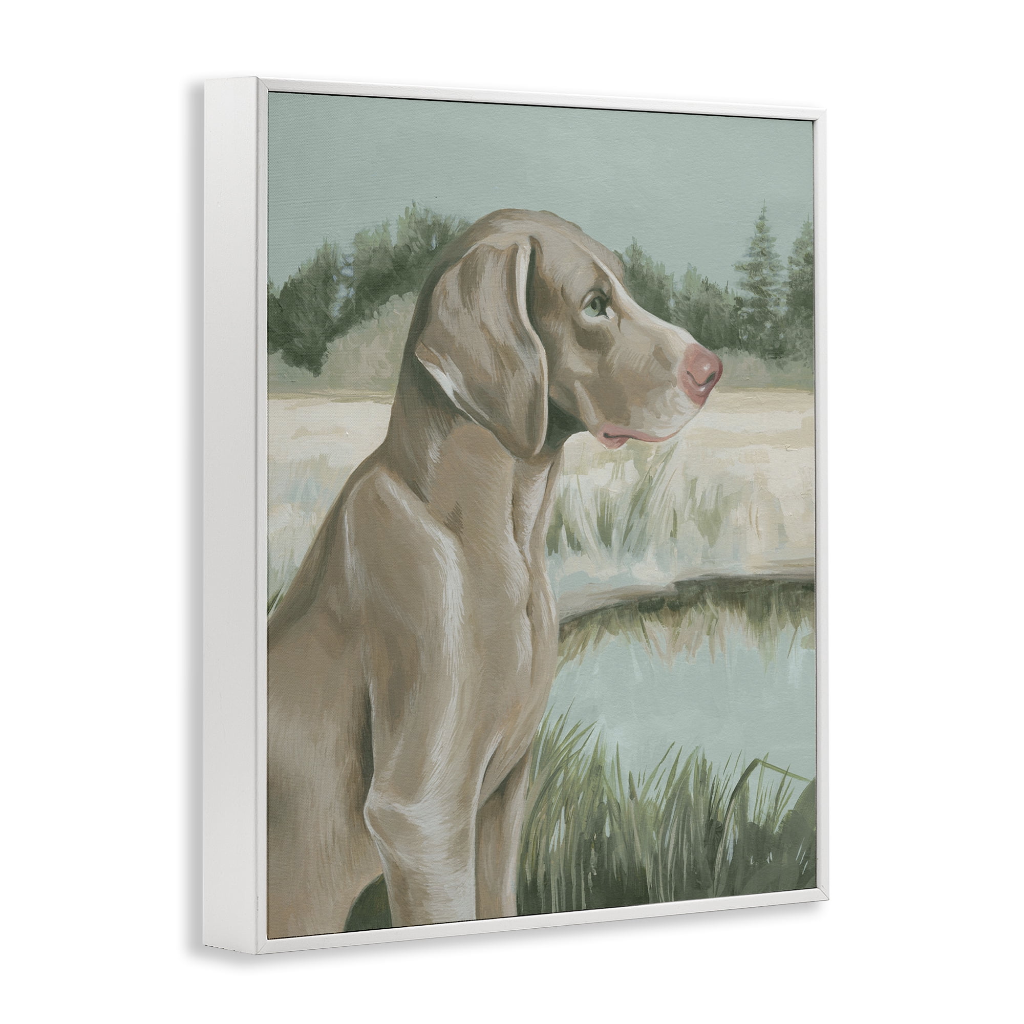 Stupell Industries Labrador Lake Landscape Animals & Insects Painting White Framed Art Print Wall Art, 16 x 20