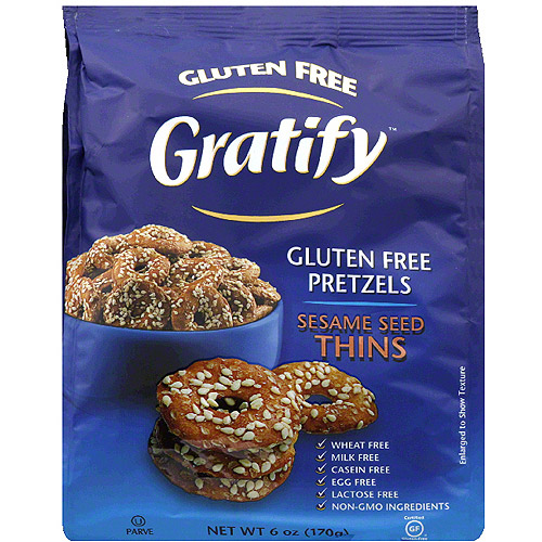 Gratify Gluten Free Sesame Seed Thins Pretzels, 6 oz, (Pack of 6