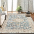thumbnail image 2 of Washable Vintage Oriental Area Rug – Non-Slip, Ultra Soft Faux Wool, mark Resistant, Low Pile Carpet for Living Room, Bedroom, Dining Room – Blue, USA, 5x7ft (152x213cm), 2 of 8
