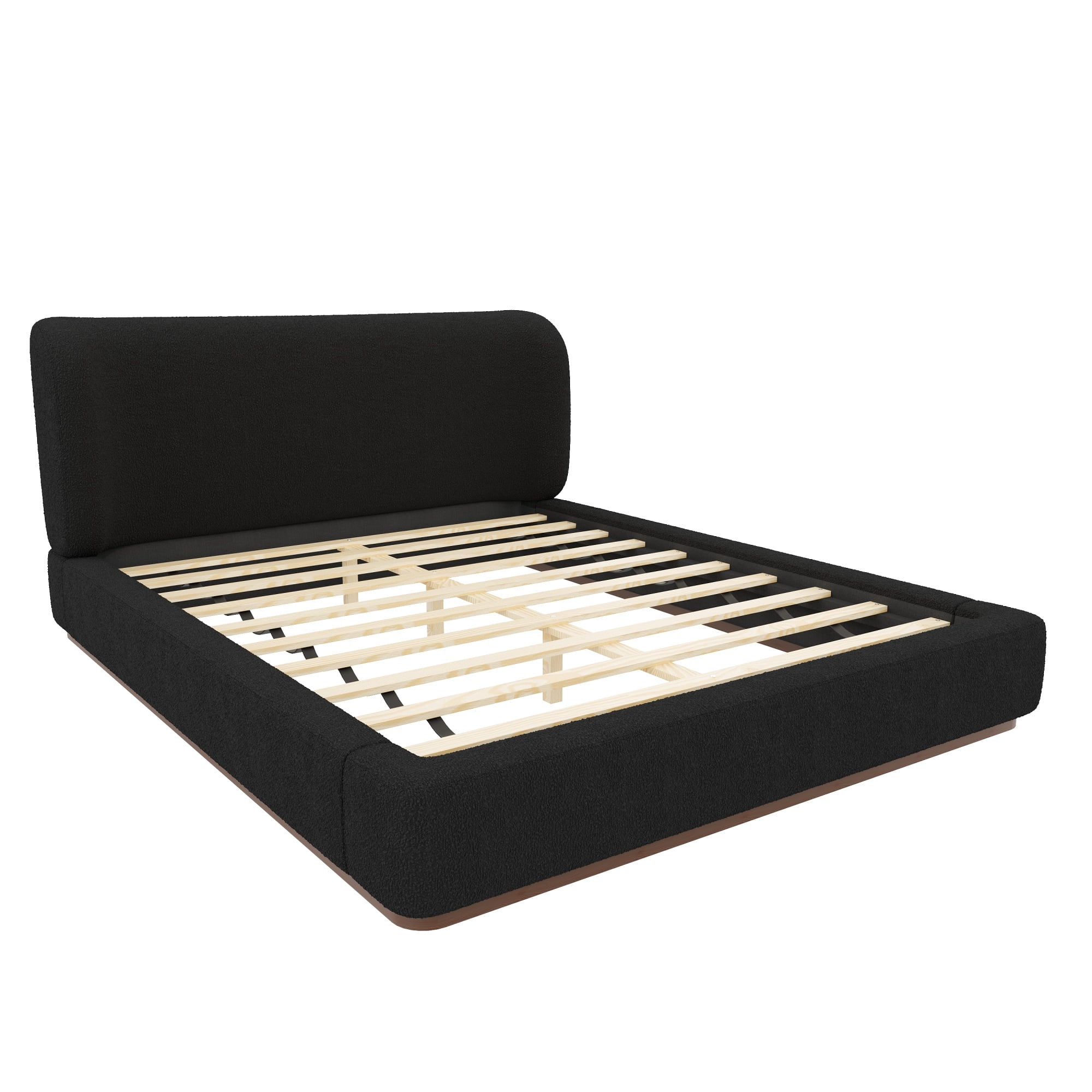 Euroco Upholstery Queen Size Platform Bed, Black