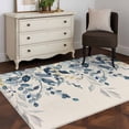 thumbnail image 4 of Navy Blue Eucalyptus Area Rugs Collection 2.7'x5', Farmhouse Weeping Leaves Linen Non Slip Indoor Rectangle Throw Runner Rug Floor Mat Carpet for Living Room Dining Table Bedroom Nursery, 4 of 9