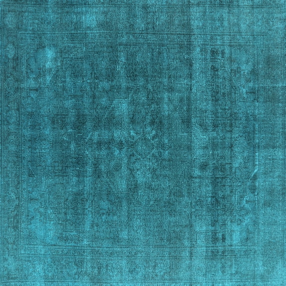 Ahgly Company Indoor Square Oriental Light Blue Industrial Area Rugs, 5' Square