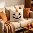 thumbnail image 5 of YAWUBT Halloween Tufted Embroidery Jack-O'-Lantern Throw Pillow, 18x18 Inch Decorative Accent Pillow, Farmhouse Halloween Pumpkin Cushion, Home Decor, 5 of 5
