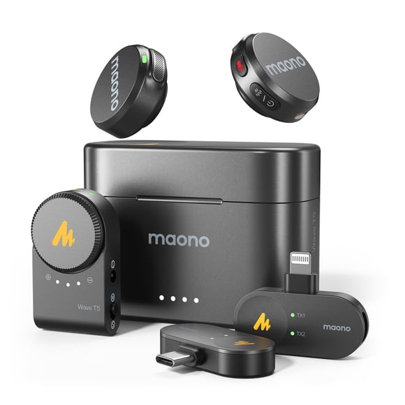Micrófono Lavalier inalámbrico MAONO Wave T5 para iPhone/Android