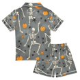 thumbnail image 2 of FORMRS Kids Short Sleeve Top and Pants Pajama Set Unisex Satin 2-Piece Sleepwear, Sizes 9-10Y, Halloween Dancing Skeleton, 2 of 8