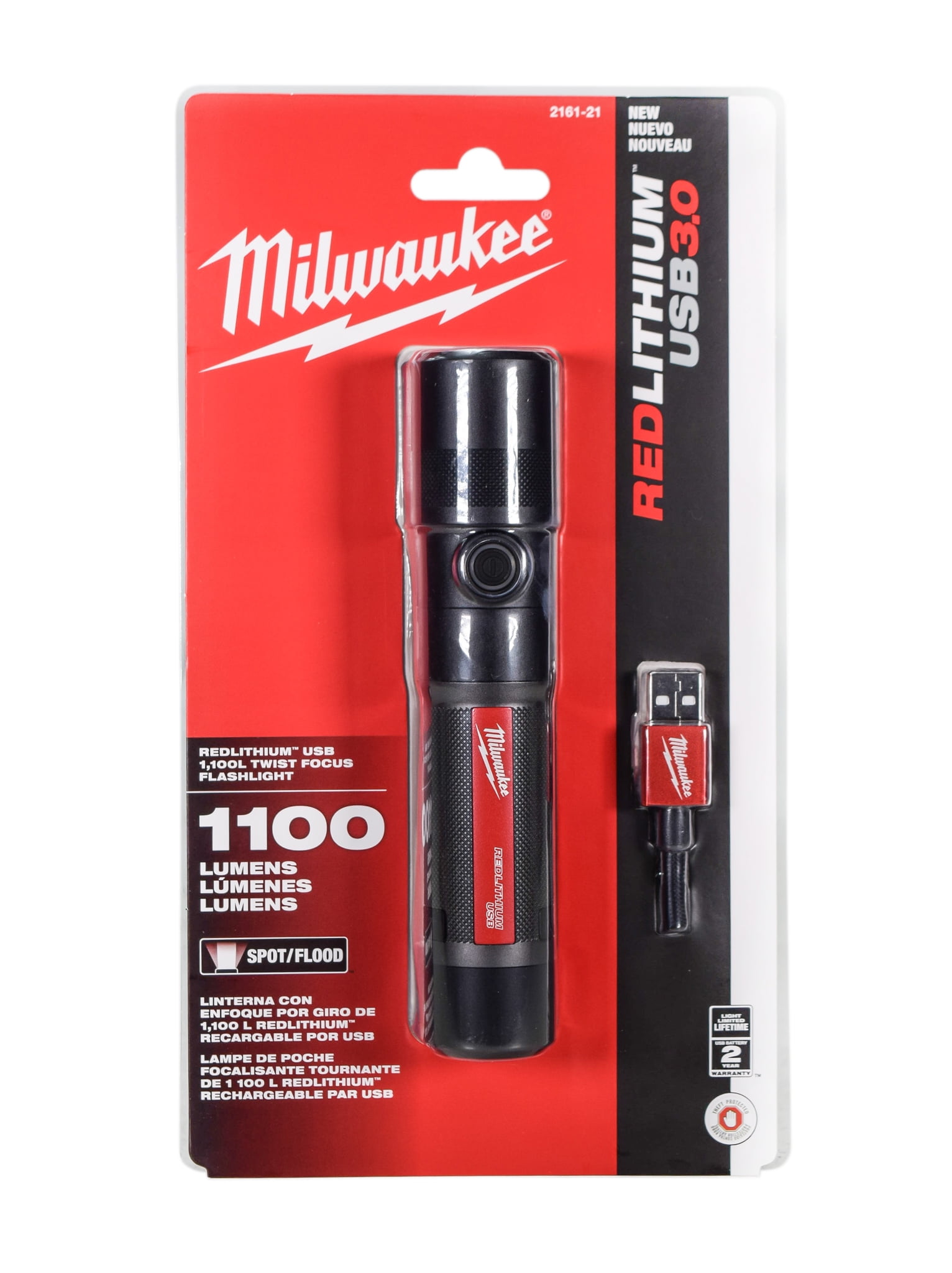 Red for sale online Milwaukee 2113-21 USB Rechargeable Pivoting Flashlight 