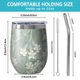 thumbnail image 5 of Floral 12oz Stainless Steel Insulated Wine Tumbler with Lid and Straw – Double Wall Vacuum Mug for Hot & Cold Drinks, 304 Steel Interior, Sweat-Free Design,Thanksgiving,Christmas, Spring,Flower, 5 of 5
