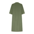 thumbnail image 4 of Plus Size Dresses for Curvy Women, Womens 3 4 Sleeve Dress Cotton Linen Casual Loose V Neck Straight Waistless Solid Color Maxi Dresses for Women 2023 Fall, 4 of 5