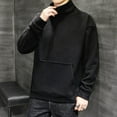 thumbnail image 2 of Yiaimeir Mens Turtleneck Fleece Pullover Sweatshirt Long Sleeve Warm Casual Loose Fit Top with Kangaroo Pocket for Autumn Winter, 2 of 4