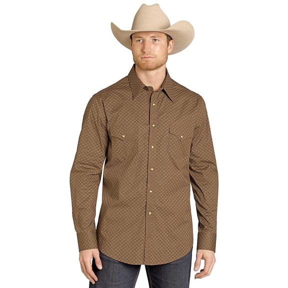 Rock and Roll Denim Rock n Roll Mens Brown Mini Aztec Shirt Brown XL