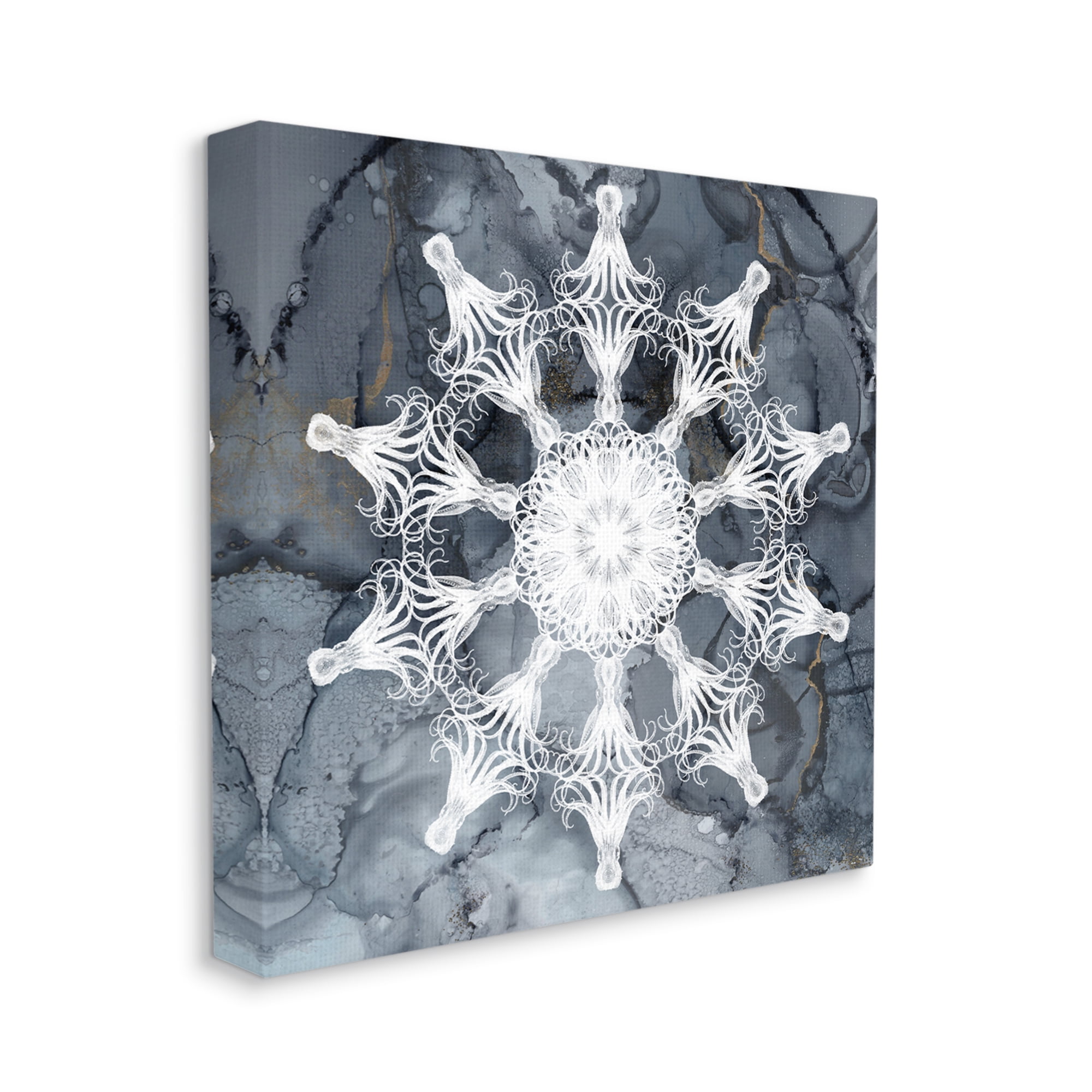 Stupell Industries Boho Fractal Medallion Abstract Painting Gallery Wrapped Canvas Art Print Wall Art, 17 x 17