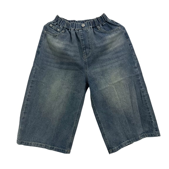 Bmisegm Girls Wide Leg Pants Denim Capri for Girls Comfortable Casual Jeans Girl'S Trousers 5-15Y Blue_002,7-8 Years