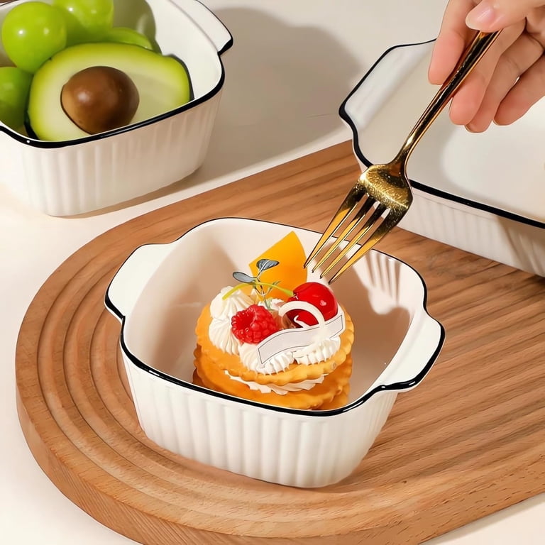 Dingrich 13oz Ceramic Baking Dish Set, Square with Handles
