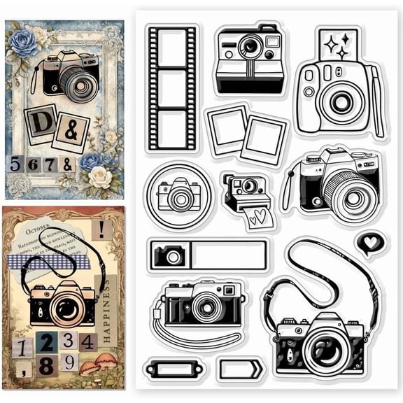 Travel Camera Clear Stamps Camera Film Silicone Stamps Transparent Stamps for Journaling Card Making DIY Scrapbooking Handmade Photo Album Notebook