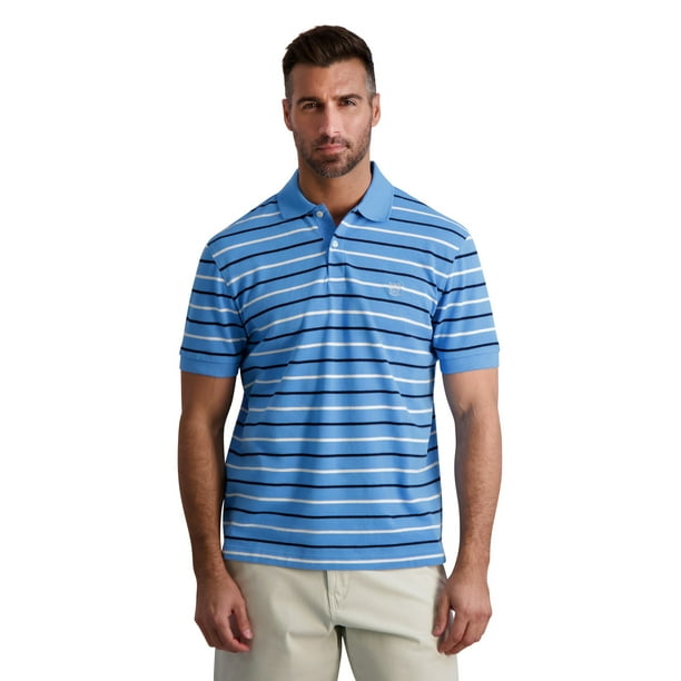 Chaps Men’s Classic Fit Short Sleeve Cotton Everyday Striped Pique Polo ...