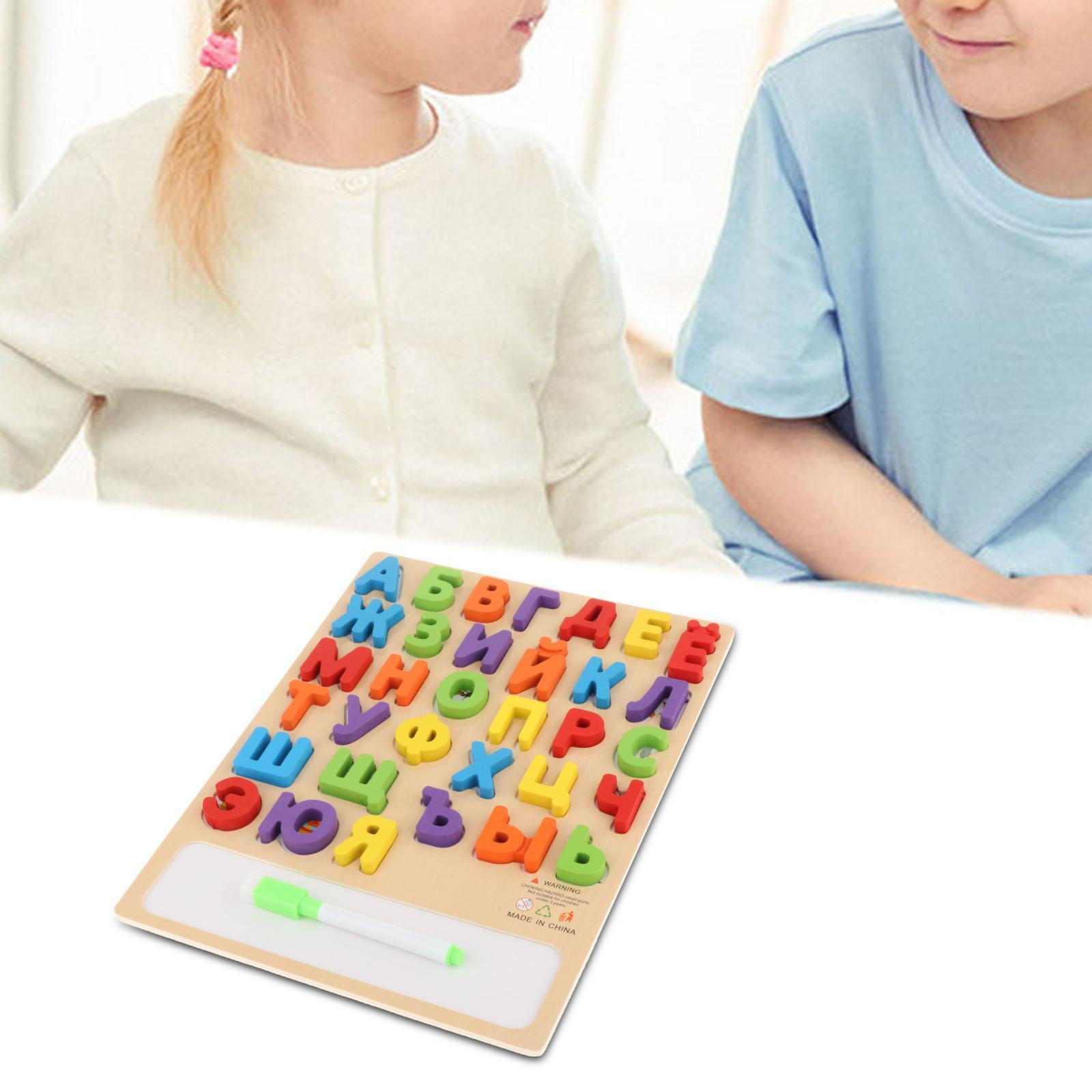 Wood Puzzles Set Russian Alphabet Learning Toys Preschool Learning