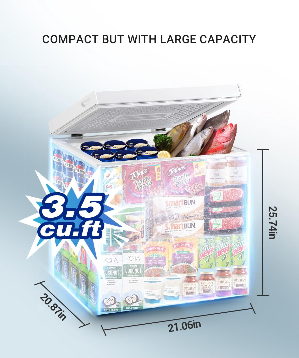 3.5 Cu.Ft Deep Freezer, Chest Freezer with Removable Basket, Small Freezer with 6 Levels Adjustable Temperature Mini Freezer for Home Kitchen Office Garage Bar, White