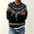 thumbnail image 5 of Sweater for Women Fair Isle Cardigan Zip Up Crew Neck Long Sleeve Loose Fit Sweater, 5 of 5