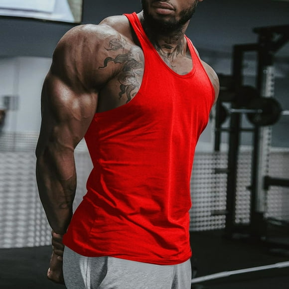 pstuiky Camisetas sin mangas para hombre, Camiseta deportiva de manga corta con cuello redondo, ajustada y de alta resistencia, de color liso para hombre Camisas de hombre m
