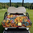 thumbnail image 2 of Xixirimido Golf Cart Seat Covers, Universal Golf Cart Seat Towel Blanket Quilted with 4 Pockets Fits for EZGO, Yamaha, Club Car & More 2-Seat Carts, Hippie Flower Orange, 2 of 8