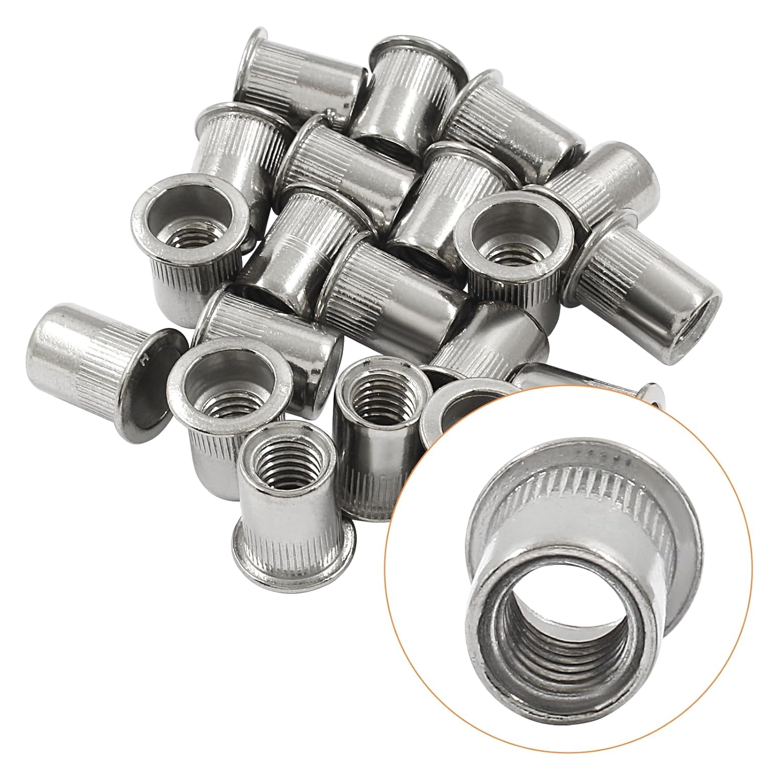 20 3/8 Inch-16 Rivet Nuts - Aluminum Alloy Flat Head Threaded Insert Nuts, for Improved Performance and Durability