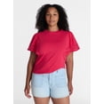 thumbnail image 2 of Time and Tru Women’s Crewneck Top with Lace Inset Flounce Sleeves, Sizes XS-XXXL, 2 of 6