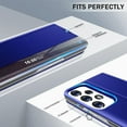 thumbnail image 4 of Phone Case for Samsung Galaxy A53 5G Case, Smart Clear View Window Luxury Slim Mirror for Galaxy A53 Case with Kickstand, Leather Hard PC Flip Shockproof Protective Cover Samsung A53 Case, Blue, 4 of 14
