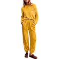 thumbnail image 1 of Gibobby Conjunto dama pants y sudadera afelpada Conjunto de pantalones deportivos casuales para mujer, suéter de punto de color sólido, manga larga, pantalone(Amarillo,XL), 1 of 5