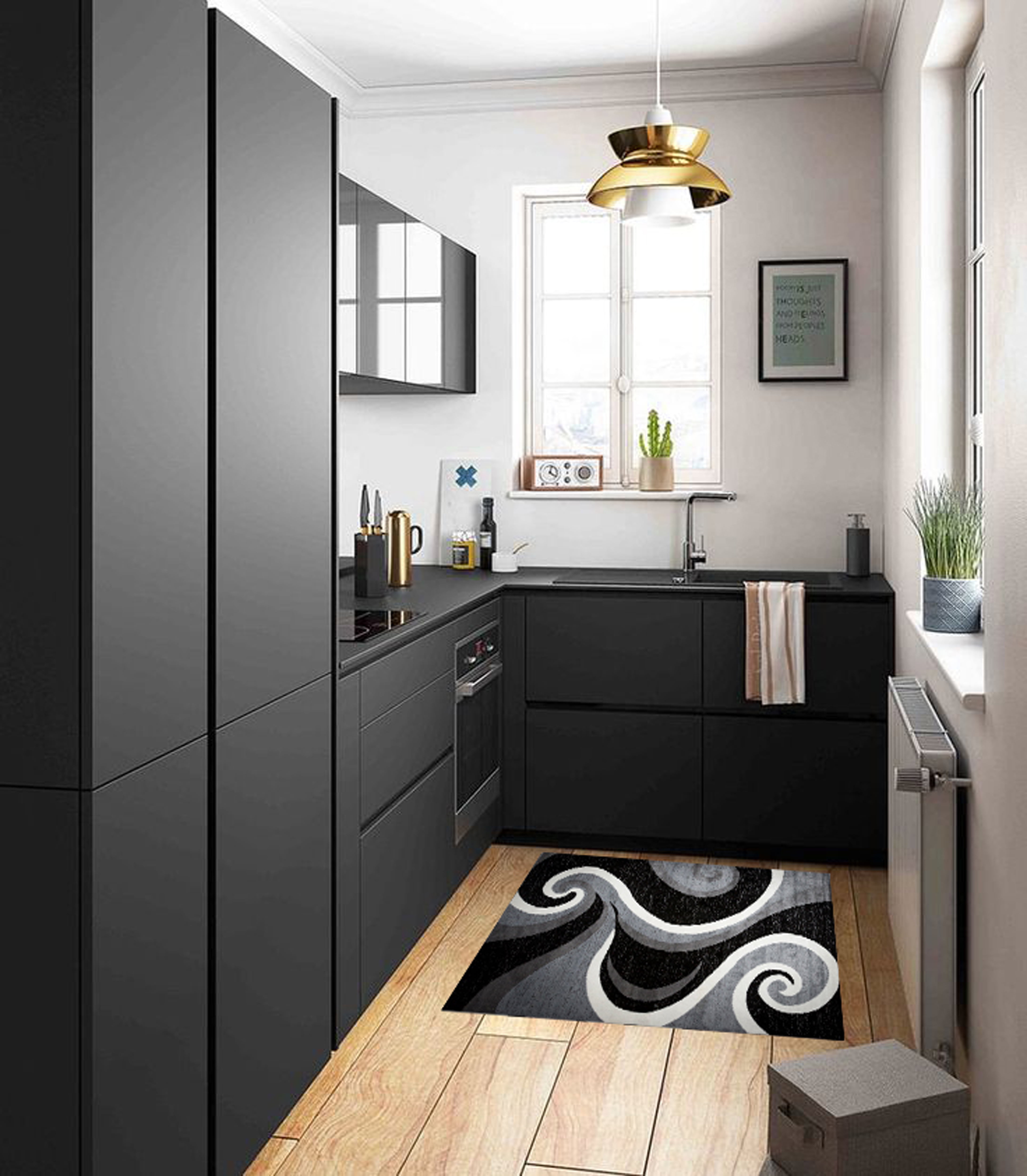 Blacksmith Swish Gray/Black Area Rug 2' x 3' - Walmart.com