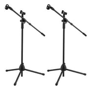 LESHP Collapsible metal Trip od Microphone Boom Stand Adjustable Height Microphone Holder Tilting Rotating Support With Clips( 2pcs;black )