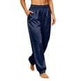 thumbnail image 2 of BVnarty Women's Elastic High Waist Tapered Jogger Pants with Side Pockets, Relaxed Fit Casual Trousers for Game Night Navy XXL, 2 of 9