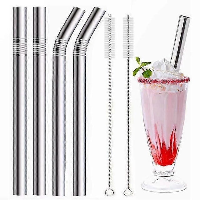 pajitas reutilizables de metal de 12 mm de colores para té de burbujas con 2 cepillos, de acero inoxidable 304. Juego de pajitas curvas para bebidas de bar.