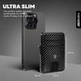 thumbnail image 6 of AOMGO Carbon Fiber Slim Wallet for Men - RFID Blocking Minimalist Bifold with Money Clip & Card Ejector | Holds 12 Cards, Cash | Front Pocket Leather Wallet, Secure Credit Card Holder for Travel, 6 of 9