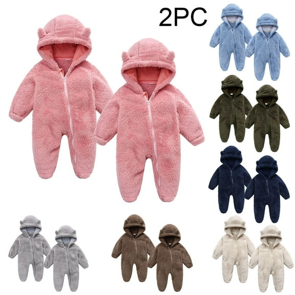 YHAJDS Toddler Fall Winter Casual Jumpsuit, 2PC Kids Rompers Jumpsuit for Kids Long Sleeve Hooded with Bear Ears Cover Hands and Feet Warm for Toddlers Fall Winter