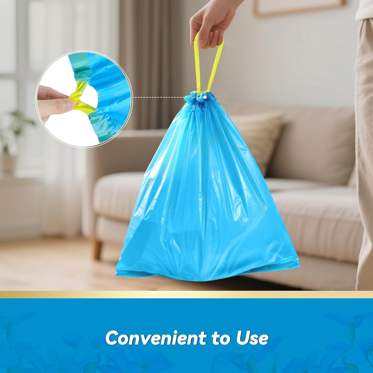 300 Count Extra Thick 4 Gallon Drawstring Trash Bags, Sturdy & Tear-Resistant for Bathroom, Office, Bedroom & Kitchen