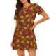 thumbnail image 1 of Balery Fall Leaves Camisón de manga corta con cuello redondo para mujer, cómodo y elegante., 1 of 6
