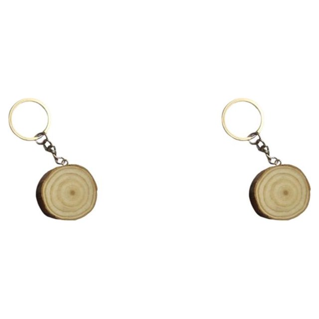 Langgg Porte-Clés en Bois Portable Gravure DIY Porte-Clés Rond Forme Vierge Fait Main Clés Bijoux Accessoire 3 à 4cm 2Set