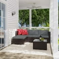 thumbnail image 4 of Patio Furniture Set, Aiho 5 Pieces Wicker Outdoor Sectional Sofa with Glass Coffee Table & Soft Cushions for Patio, Backyard, Gray, 4 of 10