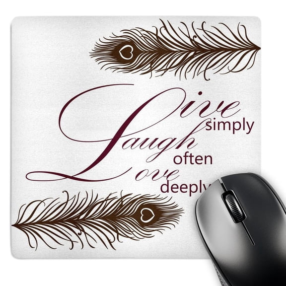 3dRose, Live, Laugh, Love with Peacock Feathers, MousePad