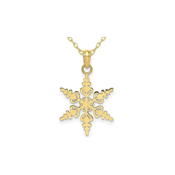 Gem & Harmony 10K Yellow Gold Snowflake Charm Pendant Necklace with Chain for Women