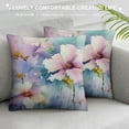 thumbnail image 3 of Nawypu  Light Purple Watercolor Lilacs Throw Pillow Covers,Painting Floral Decorative Pillow Covers Digital Printing Blended Fabric for Couch Sofa Bed Invisible Zipper, 3 of 5