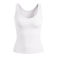 thumbnail image 6 of Miluxas Women Tank Top with Built-in Padded Bra Solid Casual Wide Strap V-Neck Camisole for Gym, Yoga, Running White, 6 of 6